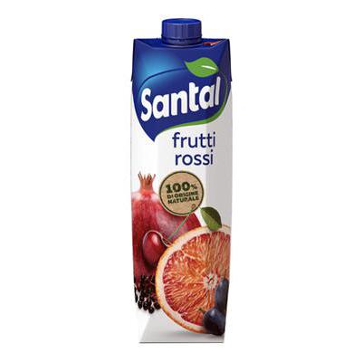 Santal Pomegranate, Cherry, Blueberry and Blood Orange "Frutti Rossi" Juice Carton Bottle 12 x 1 Litre