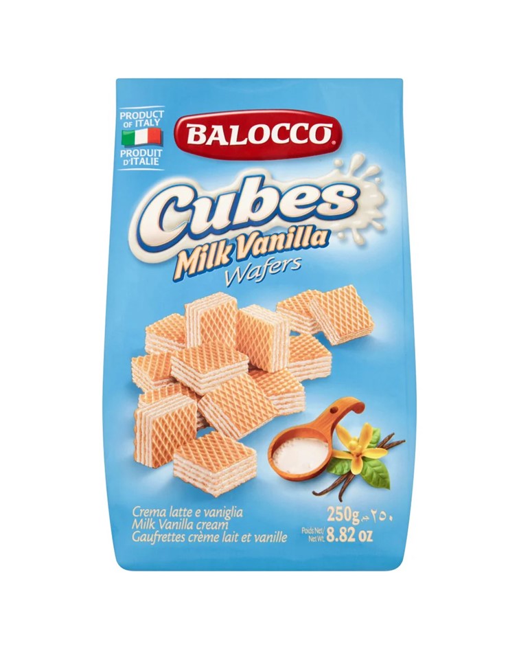 Balocco Cubes Milk Vanilla Cream Wafers 250g