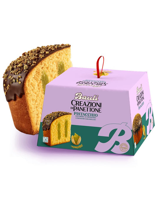 Bauli Creazioni di Panettone with Pistachio Cream & Covered with Chocolate and Pistachio Bits - Italian Christmas Cake 750g