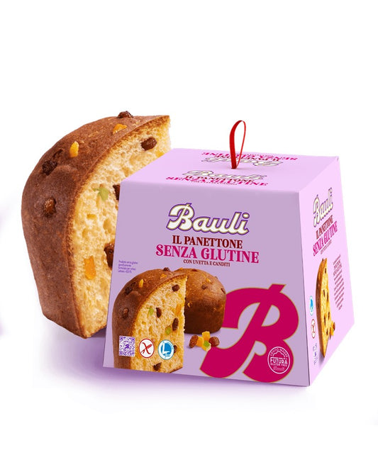 Bauli Gluten Free Classic Panettone with Candied Fruits & Raisins - Italian Christmas Cake 400g