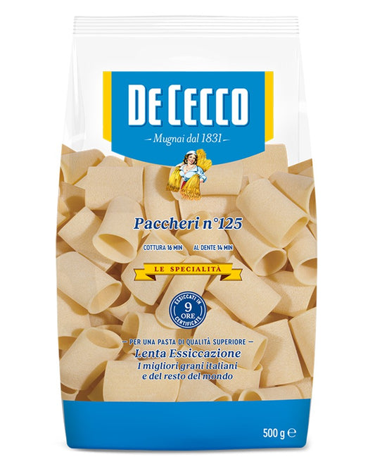 De Cecco Durum Wheat Pasta Paccheri n.125 "Le Specialità" Lenta Essiccazione 500g