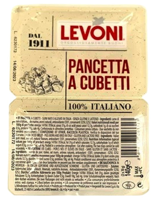 Levoni Cubes Pancetta "Dolce" 100% Italian Meat 140g