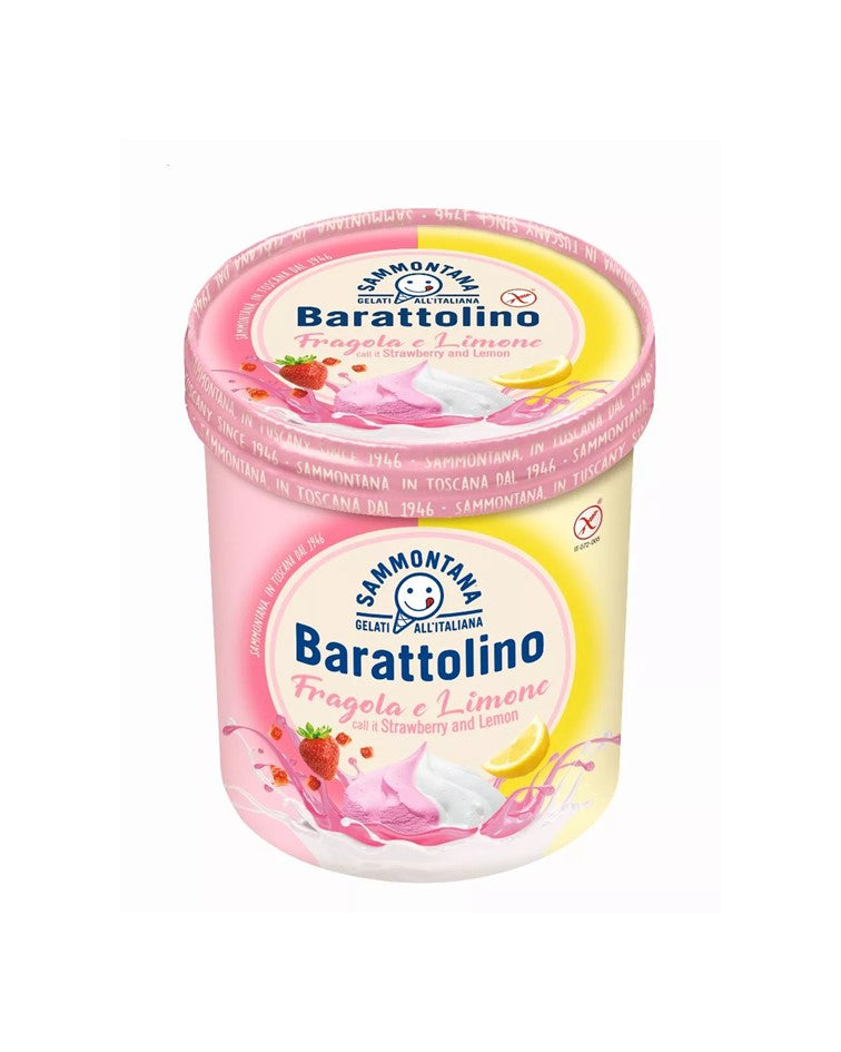 Sammontana Barattolino Lemon & Strawberry Ice Cream "Gelato alla Fragola e Limone" 500g