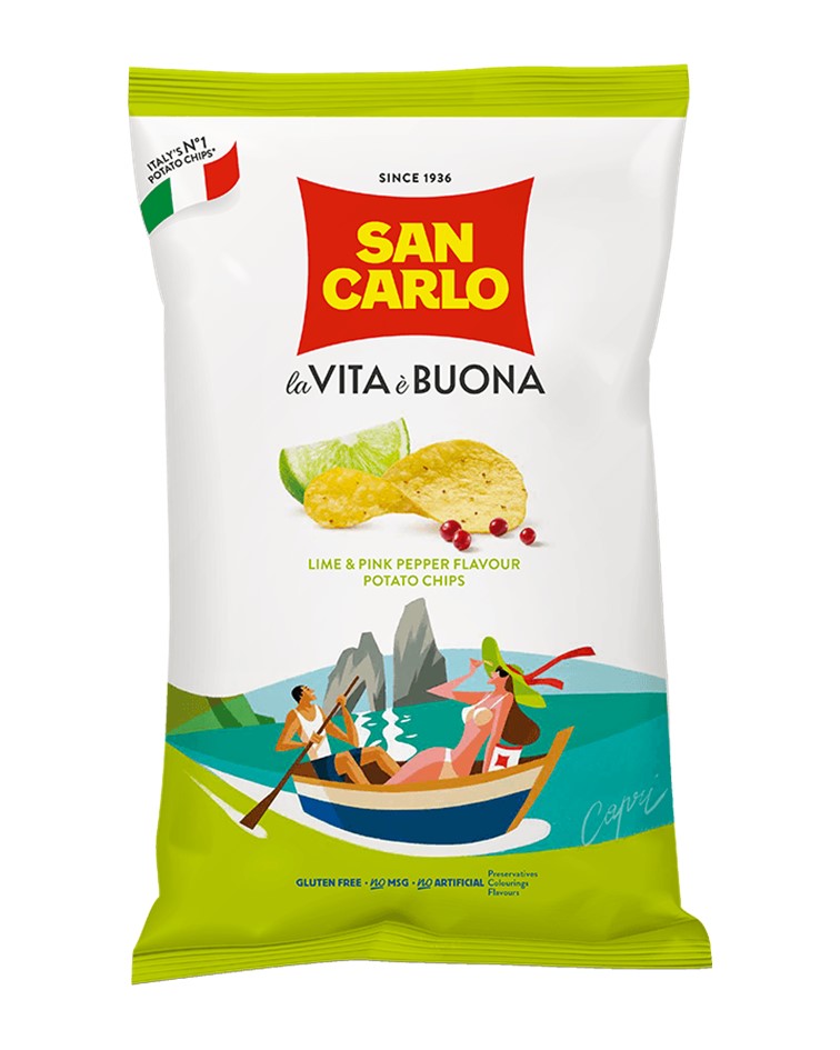 San Carlo Lime & Pink Pepper Flavour Potato Crisps 50g