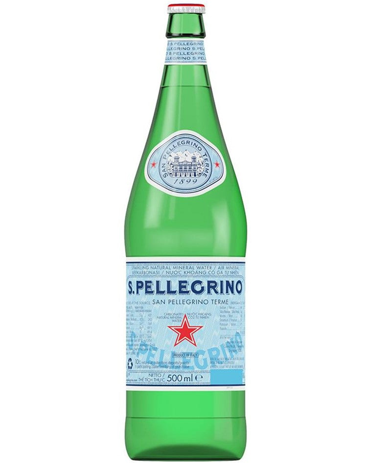 San Pellegrino Sparkling Natural Mineral Water in Glass Bottle 500g