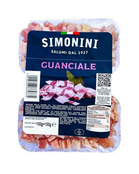 Simonini Salumi Diced Guanciale for Amatriciana & Carbonara 200g