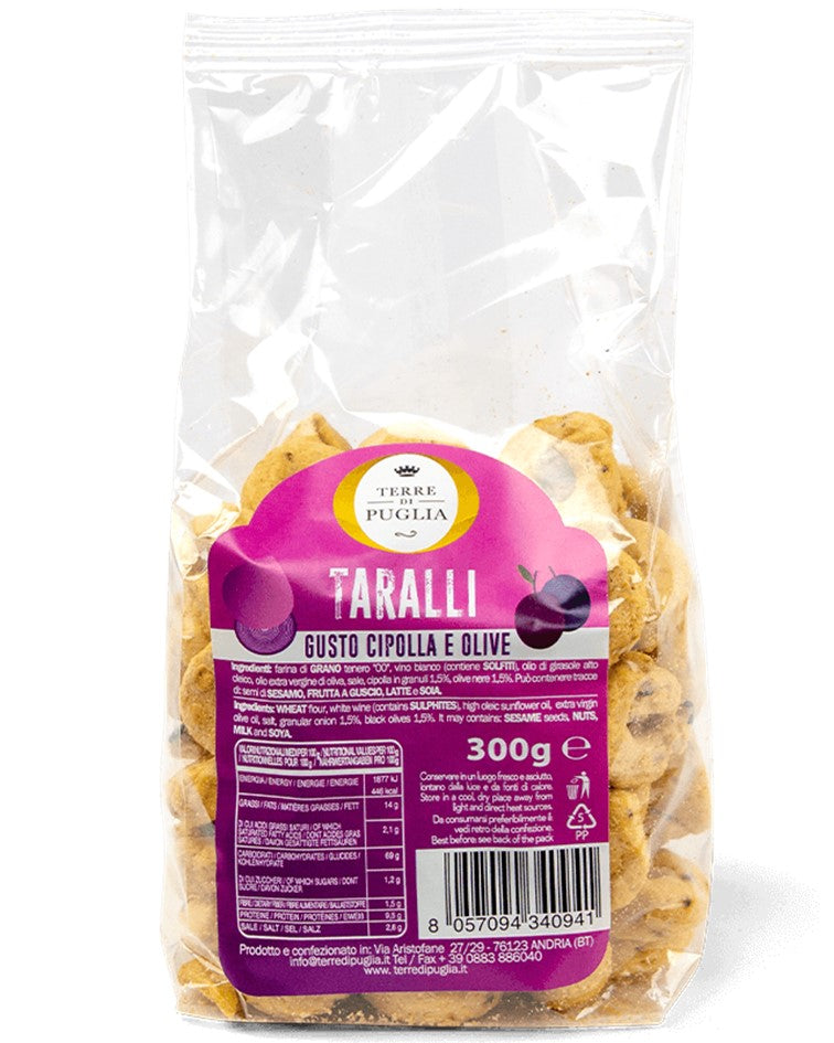 Terre Di Puglia Taralli With Onion & Olives 300g