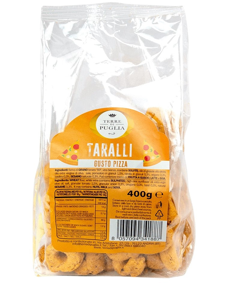 Terre di Puglia Apulian Pizza Flavour Taralli with Tomato, Oregano & Onion 400g