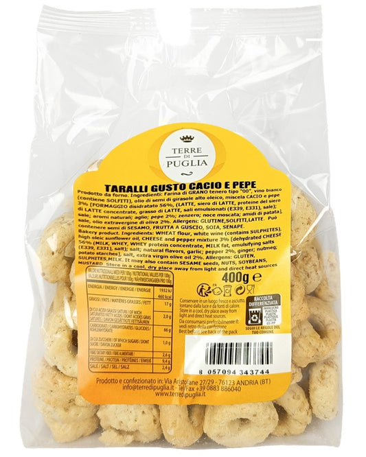 Terre di Puglia Apulian Taralli with Cheese and Pepper 400g