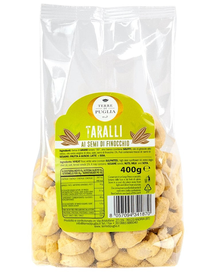 Terre di Puglia Apulian Taralli with Fennel Seeds 400g